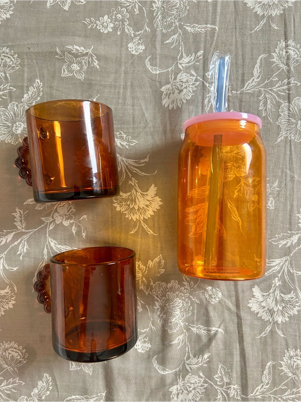 Target Amber Glass Mugs and Mason-Style Tumbler with Straw